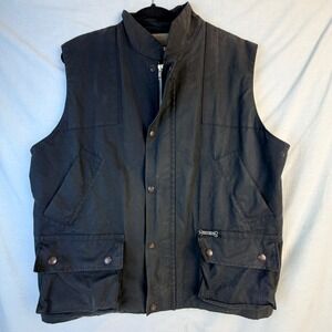 Driza-Bone Mens Riding Vest Black Waxed Canvas Lined Size Large Made Australia